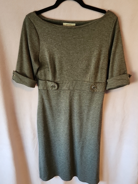 Merona Dresses & Skirts - 🌼3/$25🌼 Merona Gray Boatneck Midi Dress with Buttoned Waist